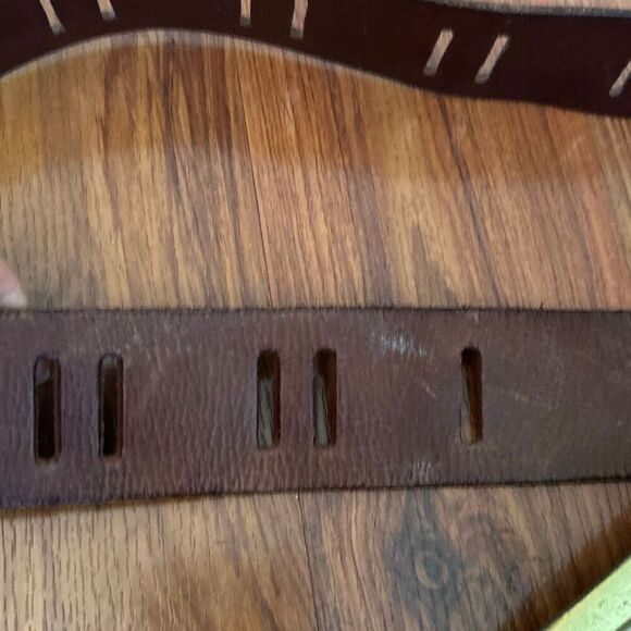Linea Pelle brass buckle American Eagle western style brown leather wide belt si main image 4